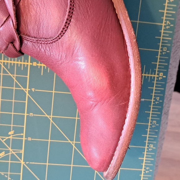 Musse & Cloud Red Leather Distressed Finish Boots - Picture 3 of 13